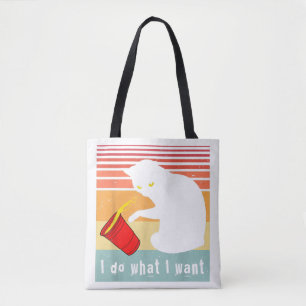 Doe Wat Ik Wil Vintage Zwarte Kat Rode Beker Grapp Tote Bag