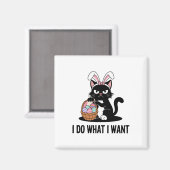 Doe wat ik wil Zwarte Kat Funny Paaskat Magneet (Voorkant / Achterkant)