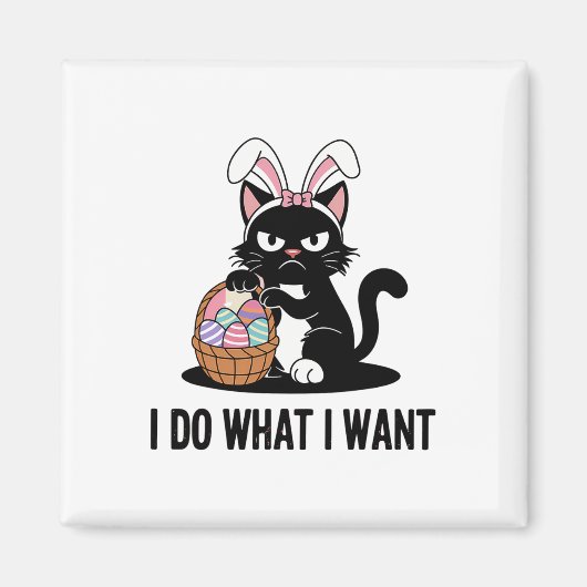 Doe wat ik wil Zwarte Kat Funny Paaskat Magneet (Voorkant)