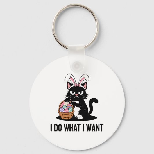 Doe wat ik wil Zwarte Kat Funny Paaskat Sleutelhanger (Voorkant)