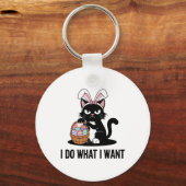 Doe wat ik wil Zwarte Kat Funny Paaskat Sleutelhanger (Voorkant)