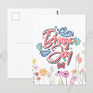 Doe wat je brengt Joy Floral en Butterfly quote Briefkaart