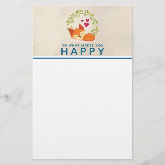 Doe wat je een vrolijke slapende vos met hart maak briefpapier (Voorkant)