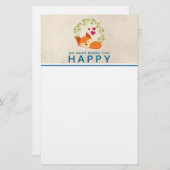 Doe wat je een vrolijke slapende vos met hart maak briefpapier (Voorkant / Achterkant)