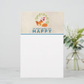 Doe wat je een vrolijke slapende vos met hart maak briefpapier (Staand voorkant)