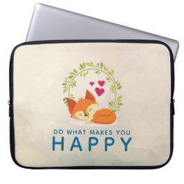 Doe wat je een vrolijke slapende vos met hart maak laptop sleeve