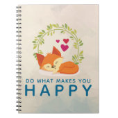 Doe wat je een vrolijke slapende vos met hart maak notitieboek (Voorkant)