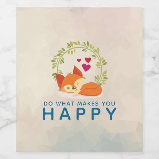 Doe wat je een vrolijke slapende vos met hart maak wijn etiket (Enkel label)