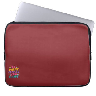 Doe Wat Je Gelukkig Maakt – Kleurrijk Retro Positi Laptop Sleeve