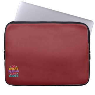 Doe Wat Je Gelukkig Maakt – Kleurrijk Retro Positi Laptop Sleeve