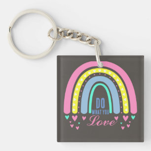 "DOE WAT JE LIEF HEBT" CITAAT  BOHO RAINBOW SLEUTELHANGER