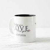 Doe wat je liefdevol inspireert tweekleurige koffiemok (Voorkant links)