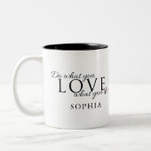 Doe wat je liefdevol inspireert tweekleurige koffiemok (Links)