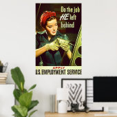 Doe zijn werk achter ~  Tweede Wereldoorlog. Poster (Thuiskantoor)