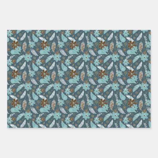 doedelen schildpadden bloemen 3 kleurensoort inpakpapier vel (Voorkant 3)