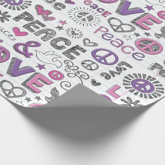 Doedels van vrede en liefde cadeaupapier (Hoek)