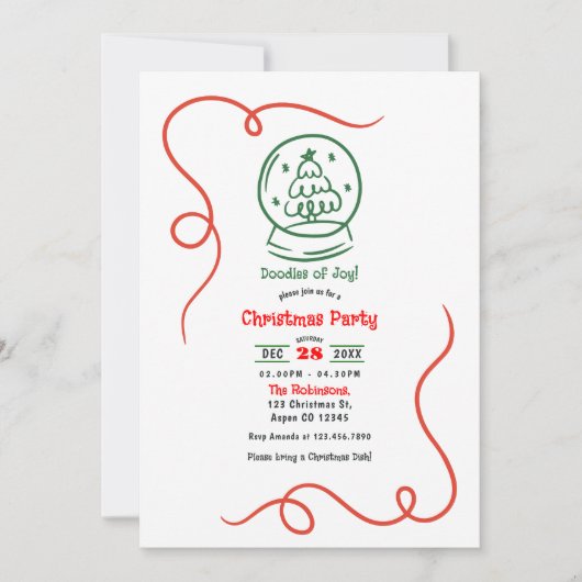 Doedels van vreugde! Whimsy Hand getrokken kerstfe Kaart (Voorkant)