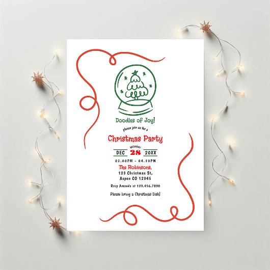 Doedels van vreugde! Whimsy Hand getrokken kerstfe Kaart