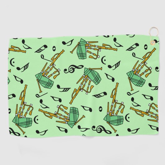 doedelzak Muzieknoten Patroon Golfhanddoek (Horizontaal)