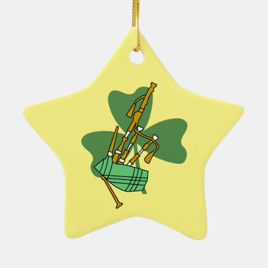 doedelzak Shamrock Keramisch Ornament (Achterkant)