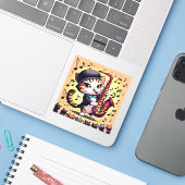 doedelzak spelen kat sticker (Laptop met iPhone)