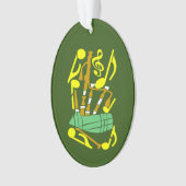 Doedelzakken Rode Muzieknoten Ornament (voorkant)