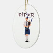 Doedelzakspeler - Blauwe Kilt Keramisch Ornament (Links)