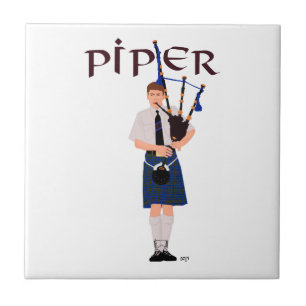 Doedelzakspeler - Blauwe Kilt Tegeltje