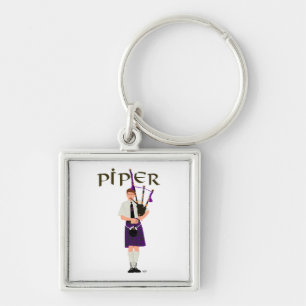 Doedelzakspeler - Paarse Kilt Sleutelhanger