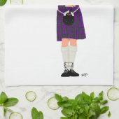 Doedelzakspeler - Paarse Kilt Theedoek (Gevouwen)