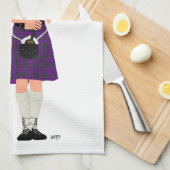 Doedelzakspeler - Paarse Kilt Theedoek (Quarter Fold)