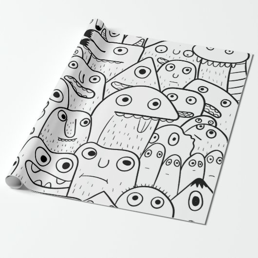 doedgezichten die papier verpakken (Uitgerold)