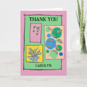  doedle art 3 planten, je woorden, bedankt kaart (Voorkant)