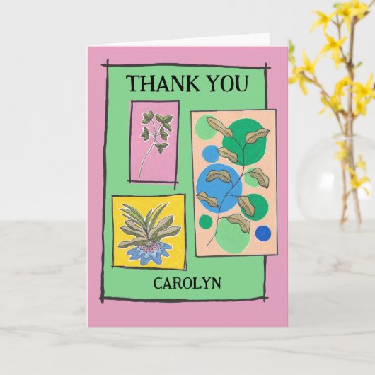  doedle art 3 planten, je woorden, bedankt kaart (Gele Bloem)