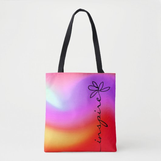 doedle art daisy met het woord " inspire " tote bag (Voorkant)