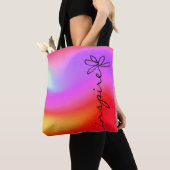 doedle art daisy met het woord " inspire " tote bag (Dichtbij)