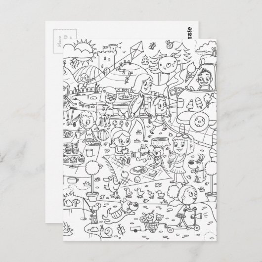 doedle i spiy in het park , kleur briefkaart (Voorkant / Achterkant)