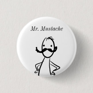Doedle, Mr Mustache Ronde Button 3,2 Cm