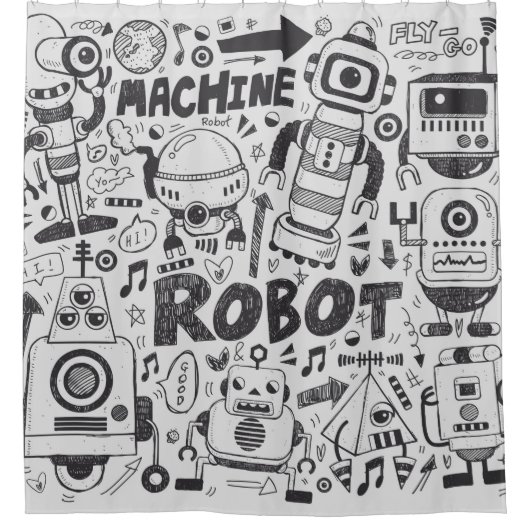 doedle robot element , illustrator line tools teke douchegordijn (Voorkant)