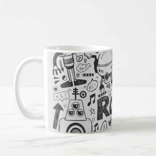doedle robot element , illustrator line tools teke koffiemok (Links)