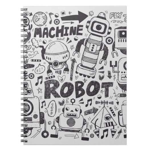 doedle robot element , illustrator line tools teke notitieboek (Voorkant)