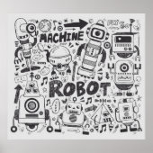 doedle robot element , illustrator line tools teke poster (Voorkant)