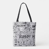 doedle robot element , illustrator line tools teke tote bag (Achterkant)