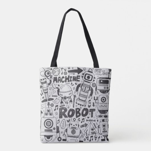 doedle robot element , illustrator line tools teke tote bag (Achterkant)