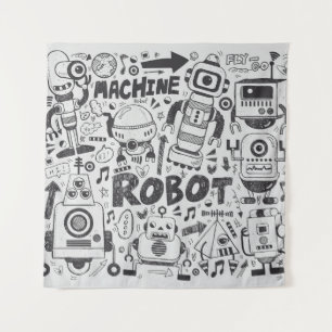 doedle robot element , illustrator line tools teke wandkleed