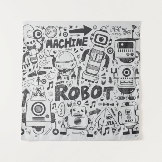 doedle robot element , illustrator line tools teke wandkleed (Voorkant)