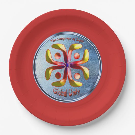 Doedling op het symbool van de Mondiale Eenheid Papieren Bordje (Voorkant)