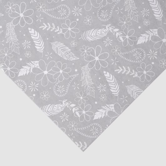 doedschildpadden veren bloemen grijs of ENIGE kleu Tissuepapier (Detail)