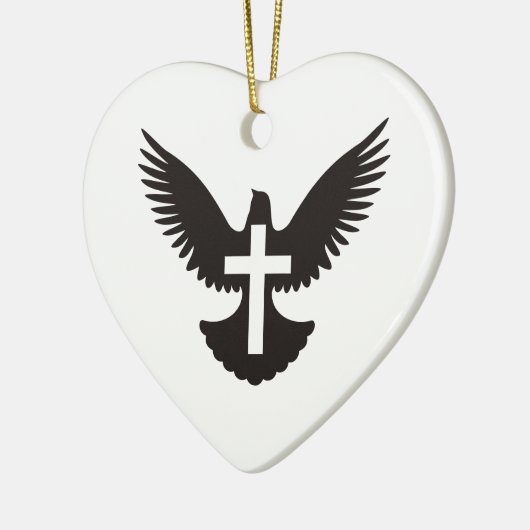 Doef met Cross Ceramic Ornament (Links)