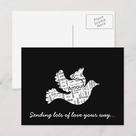 Doef woordtypografie liefde in verschillende talen briefkaart (Voorkant / Achterkant)